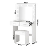 NNEED Dressing Table Stool Set Makeup Mirror 10 LED Bulbs White