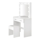 NNEED Dressing Table Stool Set Makeup Mirror 10 LED Bulbs White
