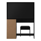 NNEED Dressing Table Stool Set Large Mirror 12 Bulbs Black