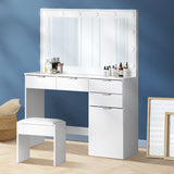 NNEED Dressing Table Stool Set Makeup Large Mirror Dresser 12 LED Bulbs White