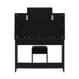 NNEED Dressing Table Stool Set with 10 Bulbs Mirror Black
