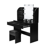 NNEED Dressing Table Stool Set with 10 Bulbs Mirror Black