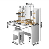 NNEED Dressing Table Stool Set Makeup Mirror 10 LED Bulbs