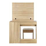 NNEED Dressing Table Stool Set 12 LED Bulbs Mirror Wooden&White
