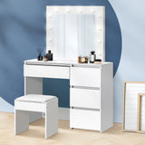 NNEED Dressing Table Stool Set with 12 Bulbs Mirror White