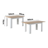 NNEED 160cm Extendable Dining Table Wooden&White