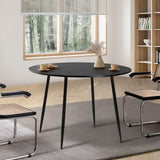 NNEED 110cm Dining Table With Marble Effect Round Wooden Black
