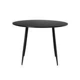 NNEED 110cm Dining Table With Marble Effect Round Wooden Black