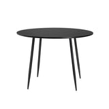 NNEED 110cm Dining Table With Marble Effect Round Wooden Black