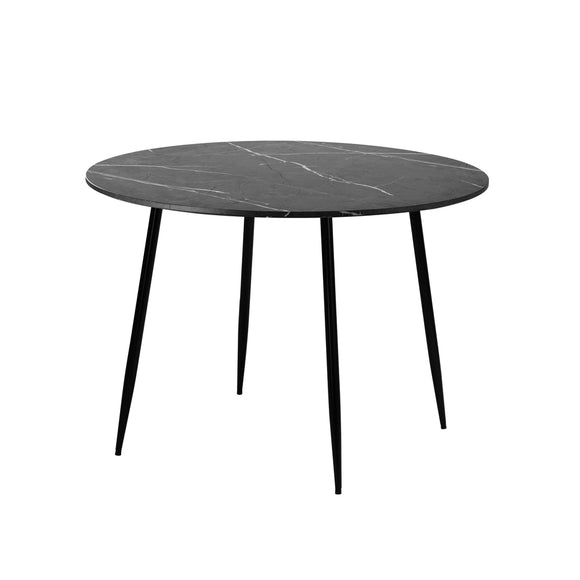 NNEED 110cm Dining Table With Marble Effect Round Wooden Grey&Black