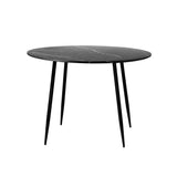 NNEED 110cm Dining Table With Marble Effect Round Wooden Grey&Black