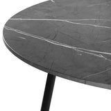 NNEED 110cm Dining Table With Marble Effect Round Wooden Grey&Black