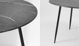 NNEED 110cm Dining Table With Marble Effect Round Wooden Grey&Black