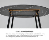 NNEED 110cm Dining Table With Marble Effect Round Wooden Grey&Black
