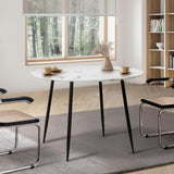 NNEED 110cm Dining Table with Marble Finish White&Black
