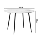NNEED 110cm Dining Table with Marble Finish White&Black