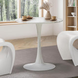 NNEED 60cm Dining Table Marble Tulip Shape White