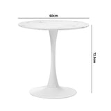 NNEED 60cm Dining Table Marble Tulip Shape White