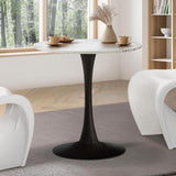 NNEED 60cm Dining Table Marble Tulip Shape White&Black