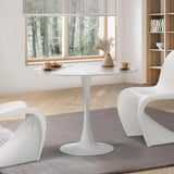 NNEED 90cm Dining Table Marble Tulip Shape White