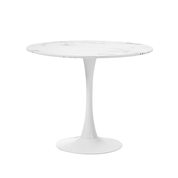NNEED 90cm Dining Table Marble Tulip Shape White