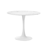 NNEED 90cm Dining Table Marble Tulip Shape White
