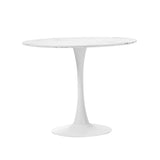 NNEED 90cm Dining Table Marble Tulip Shape White