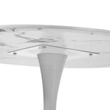 NNEED 90cm Dining Table Marble Tulip Shape White