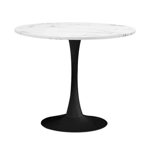 NNEED 90cm Dining Table Marble Tulip Shape White&Black