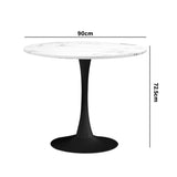NNEED 90cm Dining Table Marble Tulip Shape White&Black