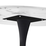 NNEED 90cm Dining Table Marble Tulip Shape White&Black