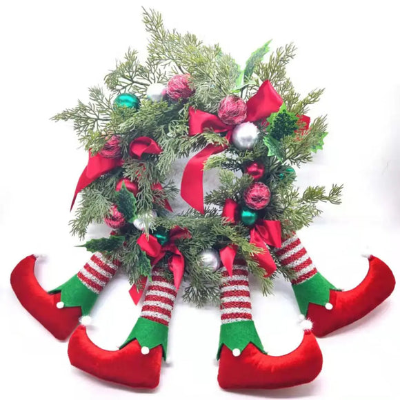 NNEOBA Christmas Wreath Santa Elves Hanging Hoop