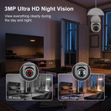 NNEOBA E27 Wifi Camera Bulb 3MP with Night Vision