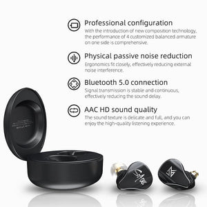 Kz Sa08 Wireless 5Ba Bluetooth Tws Earphones - Black-1915196889502978049
