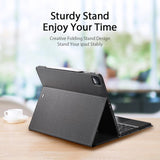 12.9 Ipad Pro Leather Case With Bluetooth Keyboard & Touchpad - Black-1915196648724762627