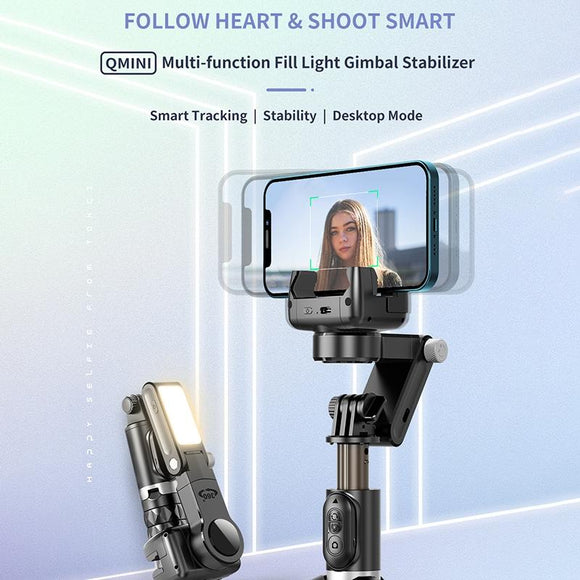 Desktop Gimbal Stabilizer With Fill Light And Selfie Stick - Black-1915196866568523777