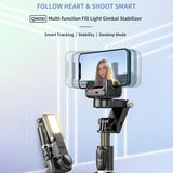 Desktop Gimbal Stabilizer With Fill Light And Selfie Stick - Black-1915196866568523777