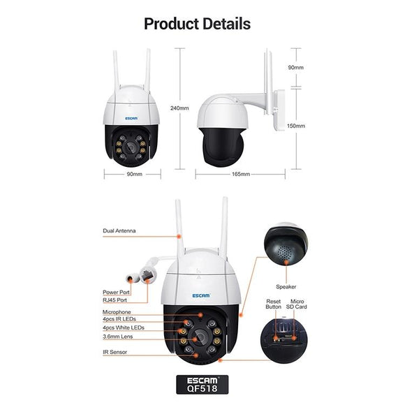 Smart Wifi Ip Camera With Ai Detection Auto Tracking Night Vision Cloud Storage Two-Way Audio - White-1915196656991735809