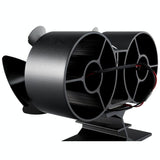 8-Blade Double Head Heat Powered Stove Fan - Aluminum-1915197037079564291