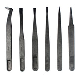 6-In-1 Anti-Static Carbon Fiber Tweezers - Straight & Curved Tips-1915196487067897857