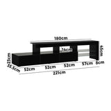 NNEED TV Cabinet RGB LED Gloss Black 220cm