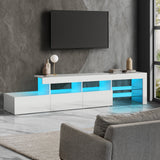 NNEED TV Cabinet RGB LED Gloss White 220cm