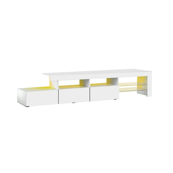 NNEED TV Cabinet RGB LED Gloss White 220cm