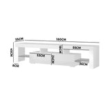 NNEED TV Cabinet LED RGB Gloss White 180CM