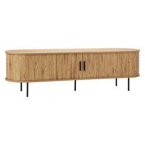 NNEED Entertainment Unit 180cm Tambour Sliding Doors Oak