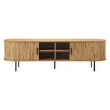 NNEED Entertainment Unit 180cm Tambour Sliding Doors Oak