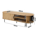 NNEED Entertainment Unit 180cm Tambour Sliding Doors Oak