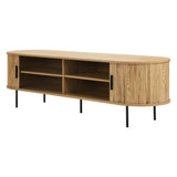 NNEED Entertainment Unit 180cm Tambour Sliding Doors Oak