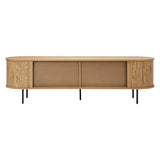 NNEED Entertainment Unit 180cm Tambour Sliding Doors Oak