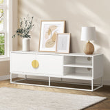 NNEED TV Cabinet 2 Doors Shelves White 140CM